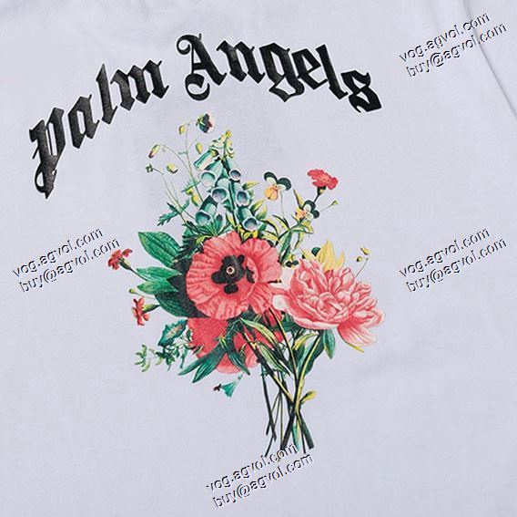 2020秋冬 大特価 パーム エンジェルス ブランドスーパーコピー 半袖Tシャツ 2色可選 花のイニシャル花束男女半袖Tシャツ